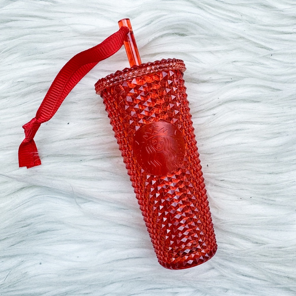 Starbucks Studded Ornament Keychain China 2022 Holiday Advent Bling Red NEW